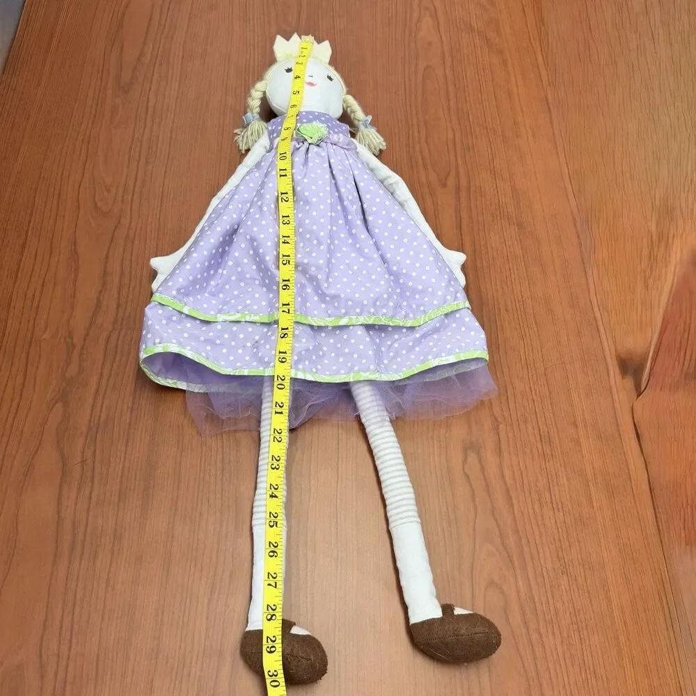 Pottery Barn Kids Princess Doll 30” Purple Polka Dot Cloth Plush 2011 PBK